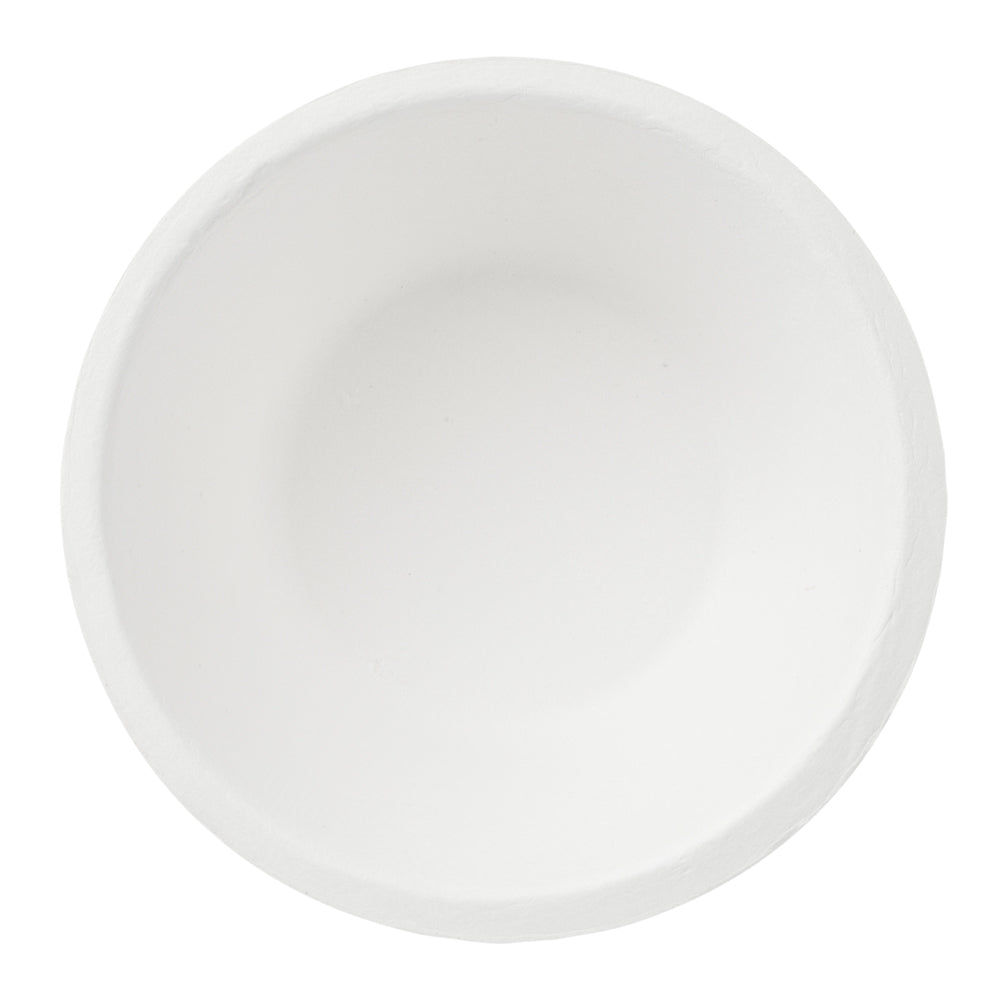 Pulp Safe No PFAS Added 8 oz Round White Sugarcane / Bagasse Salad Bowl - Home Compostable - 4 1/2" x 4 1/2" x 1 3/4" - 100 count box