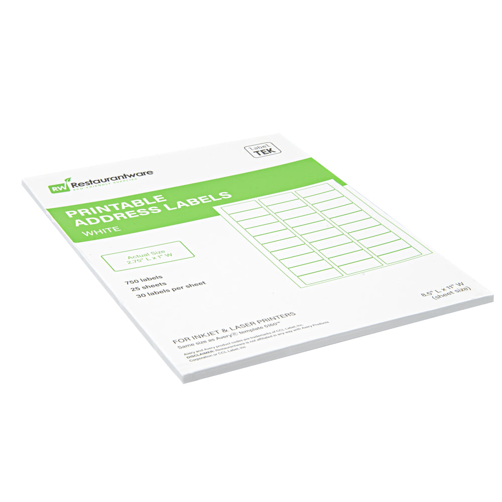 Label Tek White Paper Printable Address Label - 2 3/4" x 1" - 750 labels