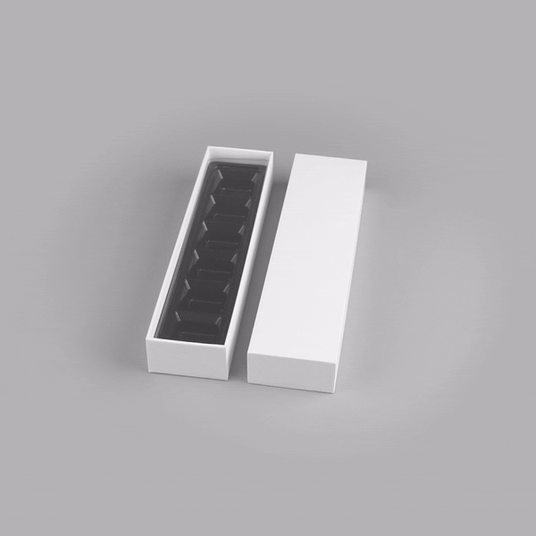Sweet Vision Rectangle White Paper Candy / Chocolate Boxes - 6 Compartments - 10 3/4" x 2 3/4" x 1 1/2" - 10 count box