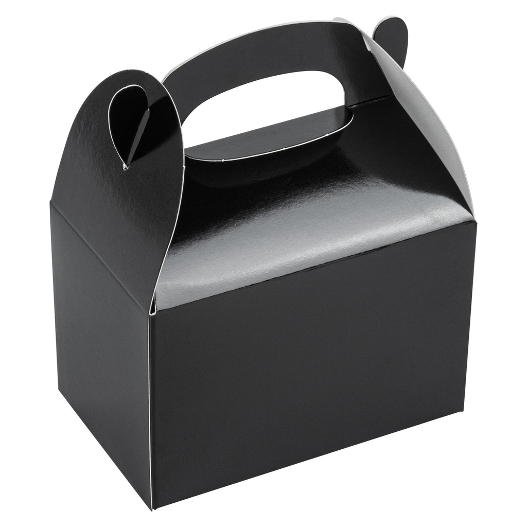Bio Tek Black Paper Gable Box / Take Out Container - Greaseproof - 4" x 2 1/2" x 2 1/2" - 25 count box