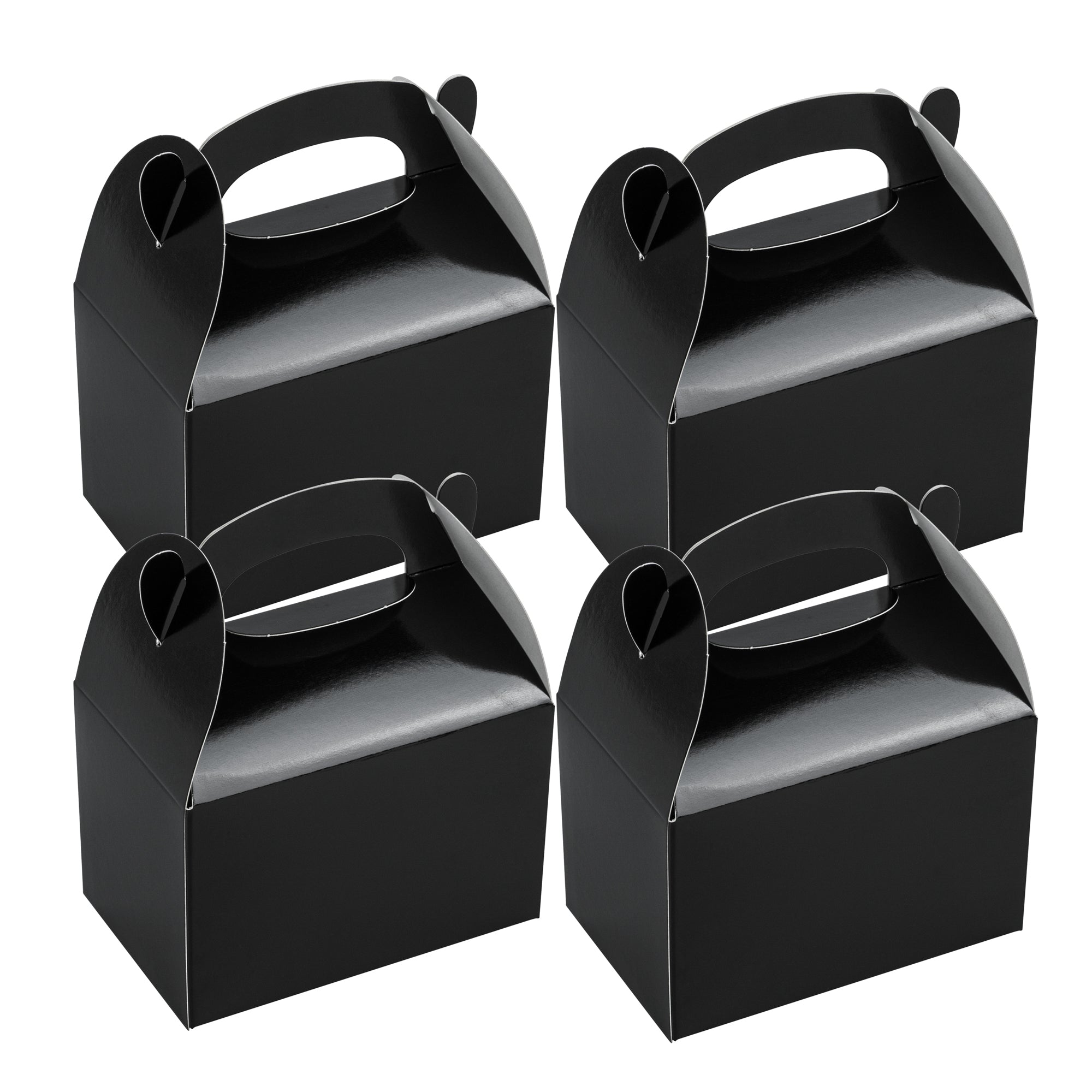 Bio Tek Black Paper Gable Box / Take Out Container - Greaseproof - 4" x 2 1/2" x 2 1/2" - 25 count box
