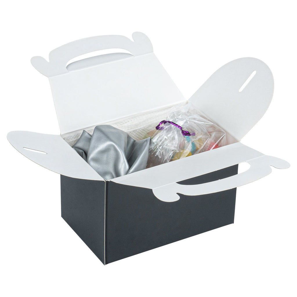 Bio Tek Black Paper Gable Box / Take Out Container - Greaseproof - 4" x 2 1/2" x 2 1/2" - 100 count box