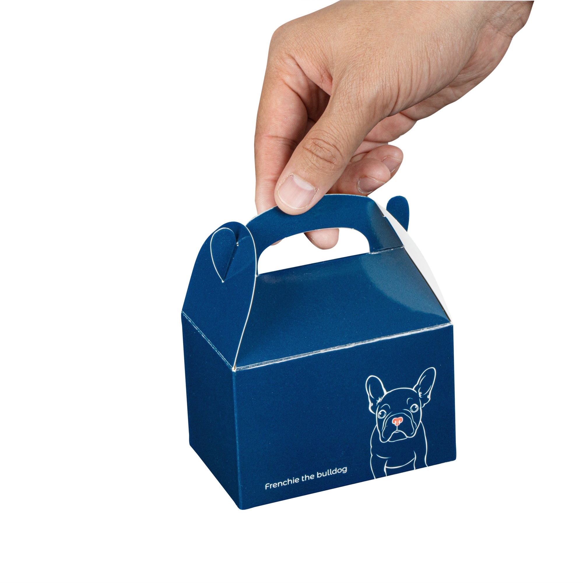 Bio Tek Frenchie Paper Gable Box / Take Out Container - Compostable - 4" x 2 1/2" x 2 1/2" - 100 count box