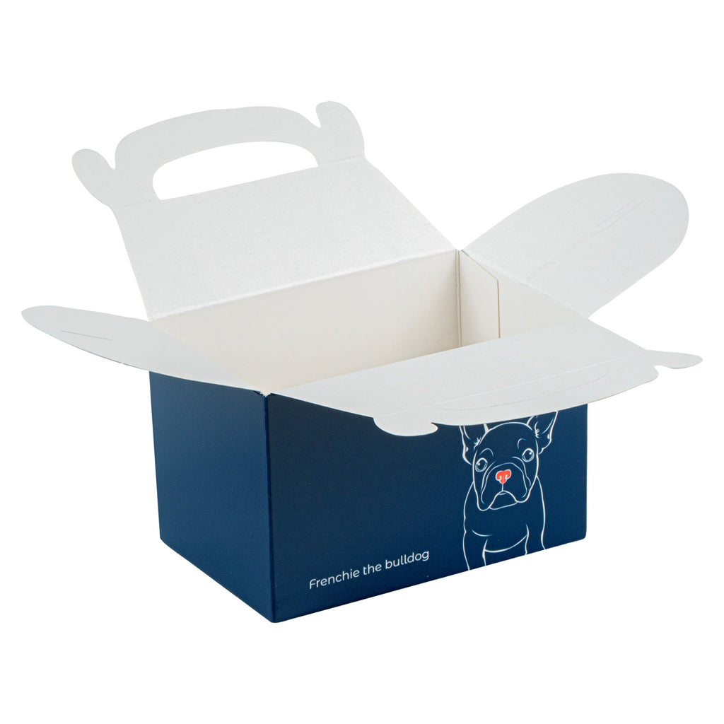 Bio Tek Frenchie Paper Gable Box / Take Out Container - Compostable - 4" x 2 1/2" x 2 1/2" - 100 count box