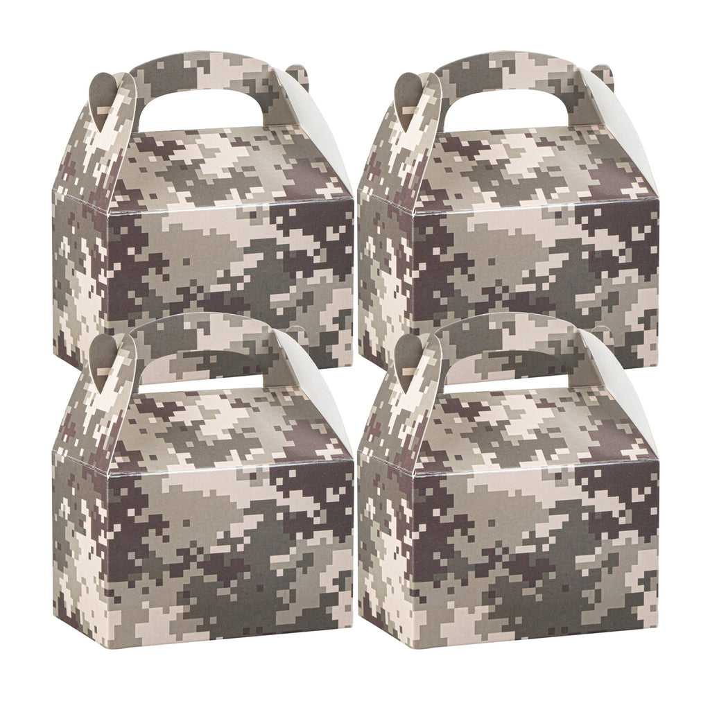 Bio Tek Camouflage Paper Gable Box / Take Out Container - Compostable - 4" x 2 1/2" x 2 1/2" - 100 count box