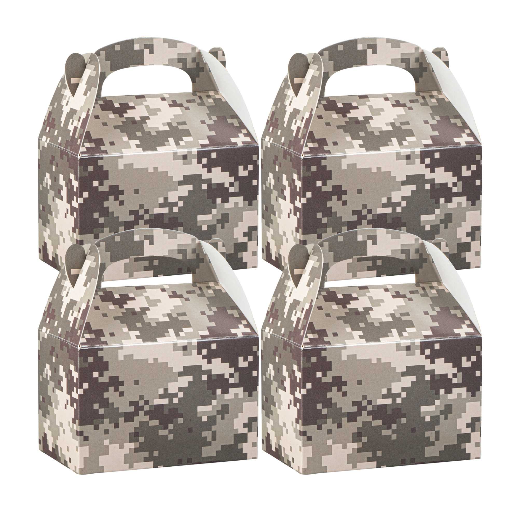 Bio Tek Camouflage Paper Gable Box / Take Out Container - Compostable - 4" x 2 1/2" x 2 1/2" - 25 count box
