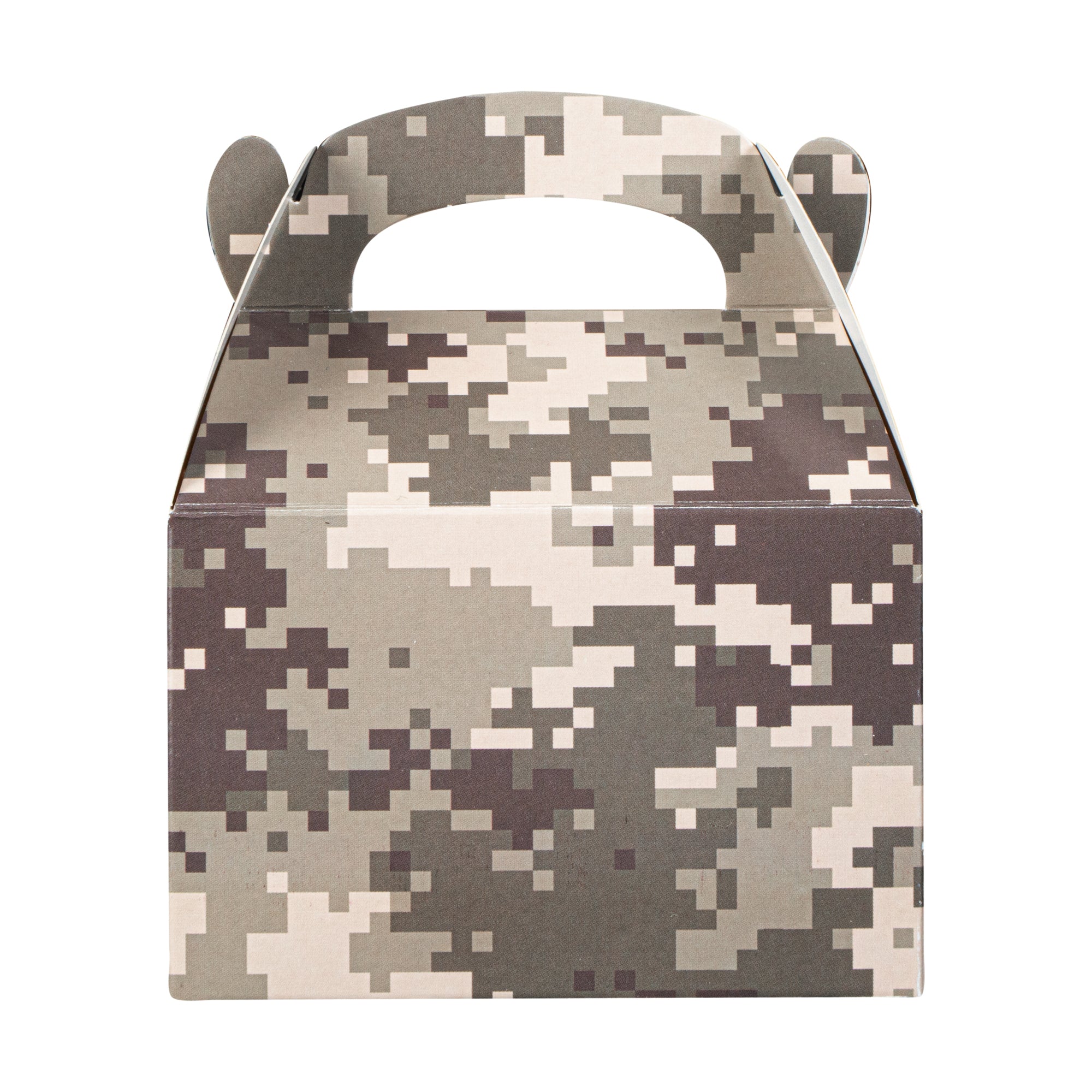 Bio Tek Camouflage Paper Gable Box / Take Out Container - Compostable - 4" x 2 1/2" x 2 1/2" - 100 count box