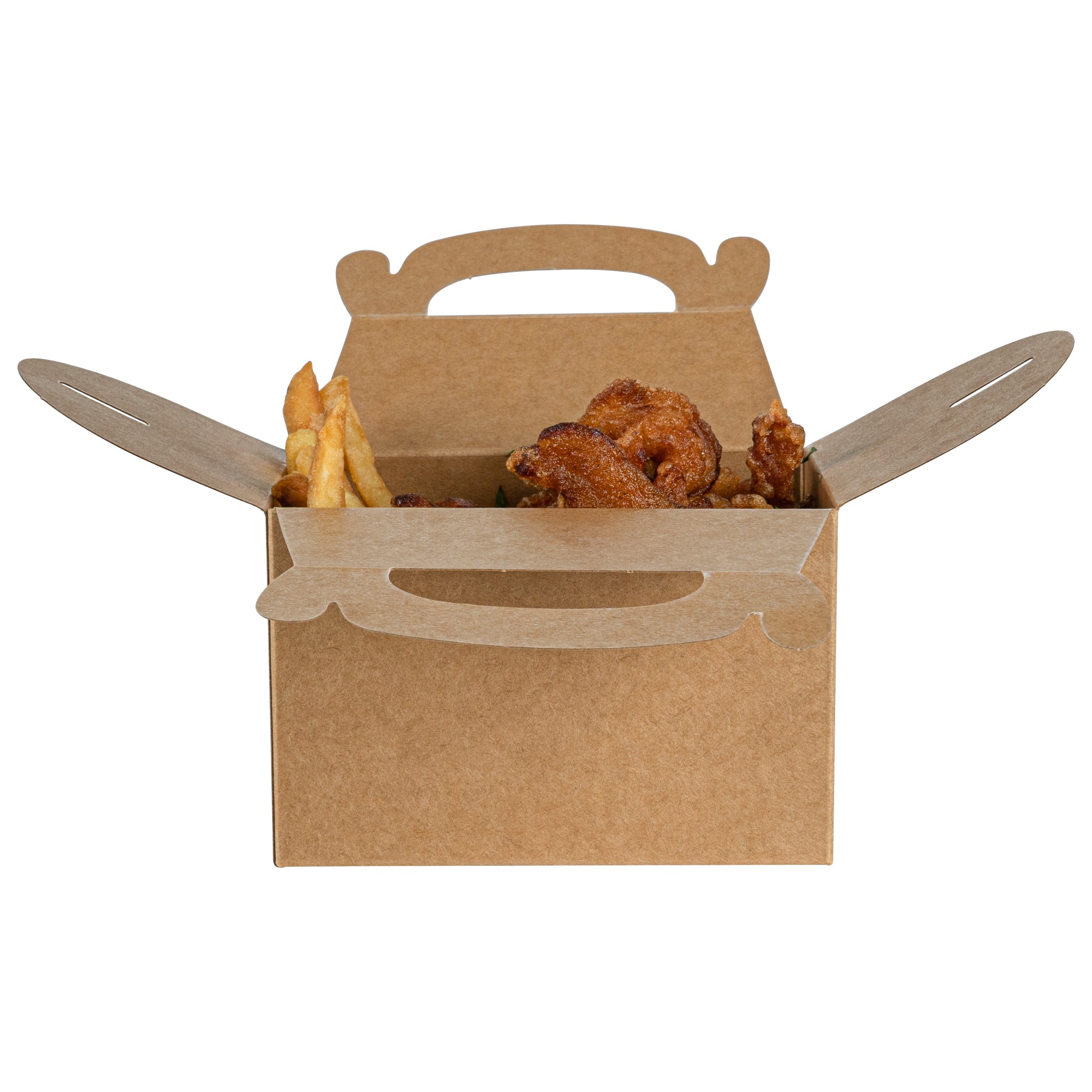 Bio Tek Kraft Paper Gable Box / Take Out Container - Greaseproof - 4" x 2 1/2" x 2 1/2" - 25 count box