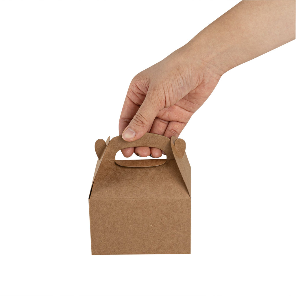 Bio Tek Kraft Paper Gable Box / Take Out Container - Greaseproof - 4" x 2 1/2" x 2 1/2" - 100 count box