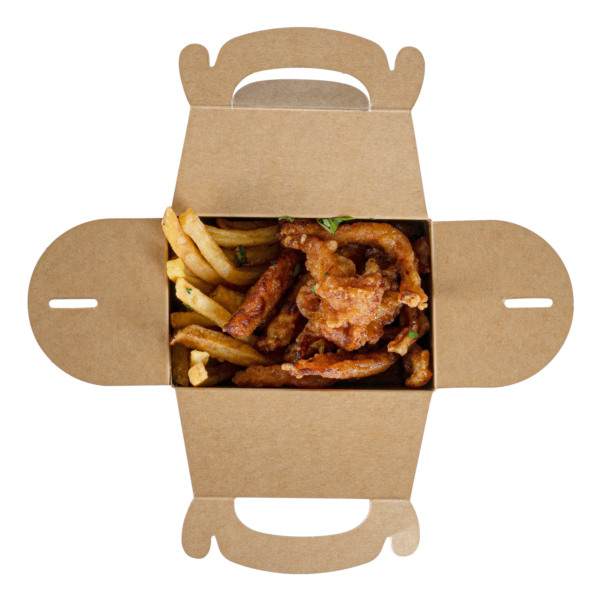 Bio Tek Kraft Paper Gable Box / Take Out Container - Greaseproof - 4" x 2 1/2" x 2 1/2" - 100 count box