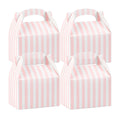 Bio Tek Pink & White Stripe Paper Gable Box / Take Out Container - Compostable - 4" x 2 1/2" x 2 1/2" - 100 count box
