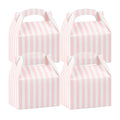 Bio Tek Pink & White Stripe Paper Gable Box / Take Out Container - Compostable - 4" x 2 1/2" x 2 1/2" - 25 count box