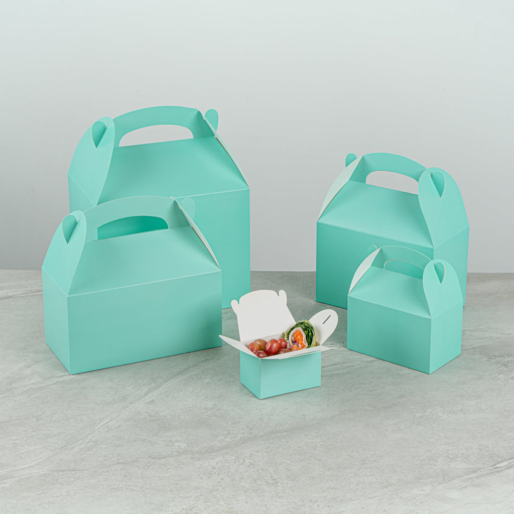Bio Tek Turquoise Paper Gable Box / Take Out Container - Compostable - 4" x 2 1/2" x 2 1/2" - 100 count box