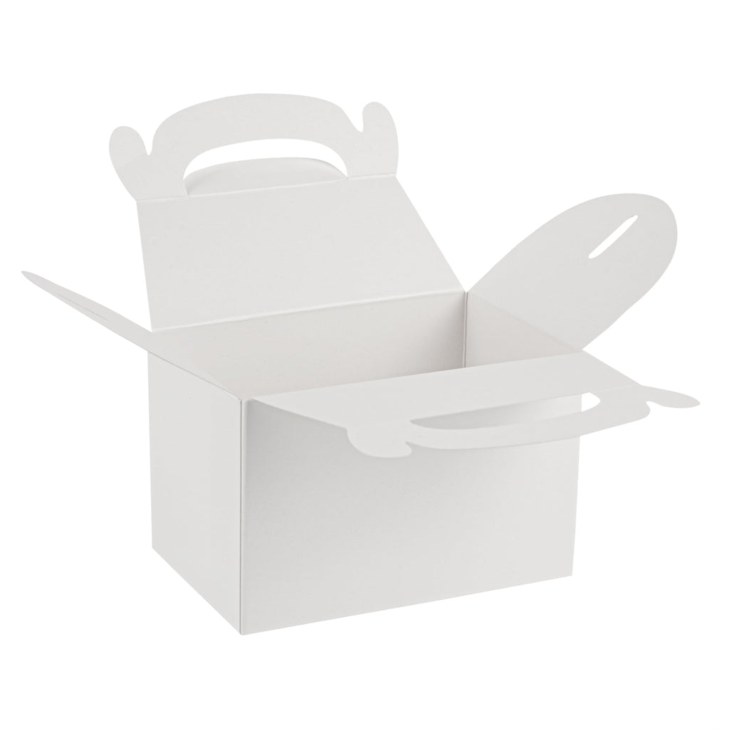 Bio Tek White Paper Gable Box / Take Out Container - Greaseproof - 4" x 2 1/2" x 2 1/2" - 25 count box