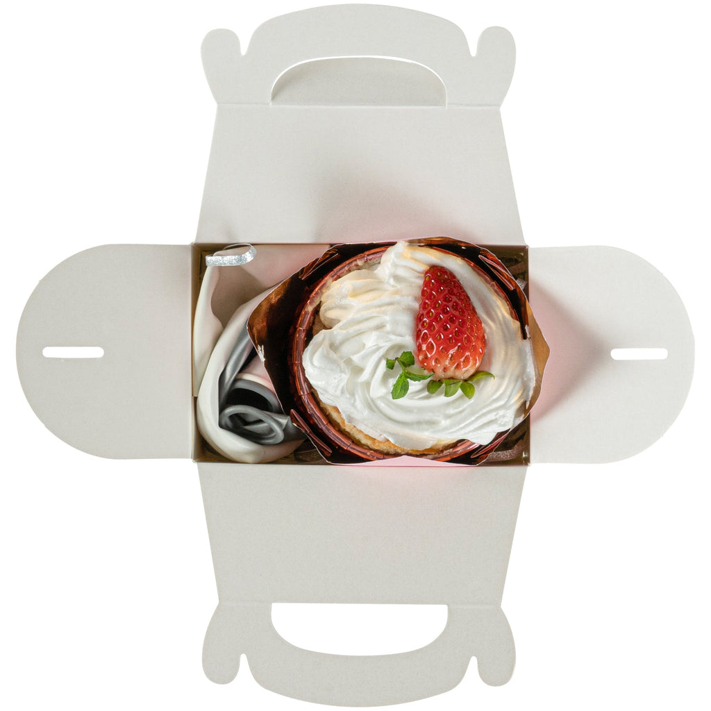 Bio Tek White Paper Gable Box / Take Out Container - Greaseproof - 4" x 2 1/2" x 2 1/2" - 100 count box