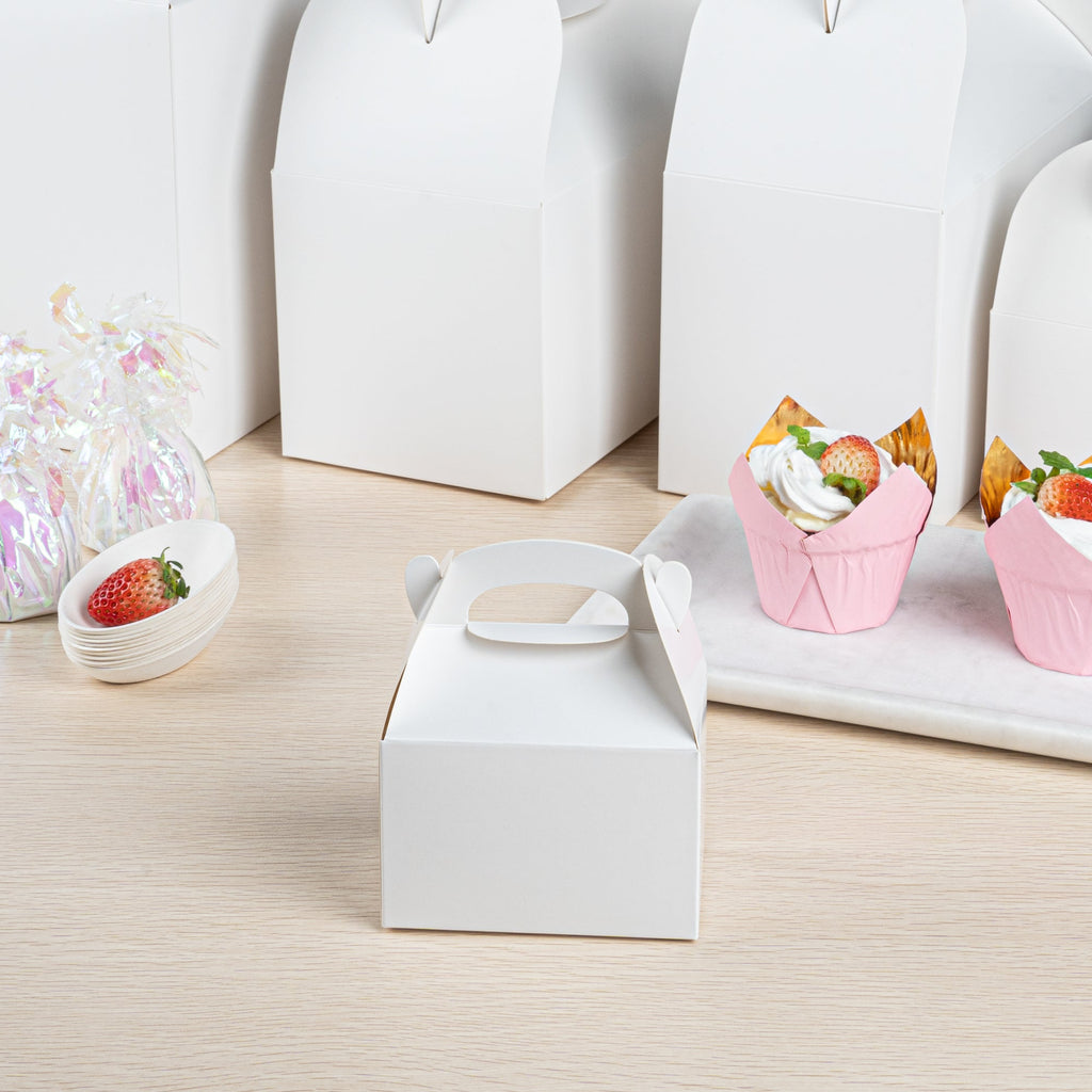 Bio Tek White Paper Gable Box / Take Out Container - Greaseproof - 4" x 2 1/2" x 2 1/2" - 100 count box