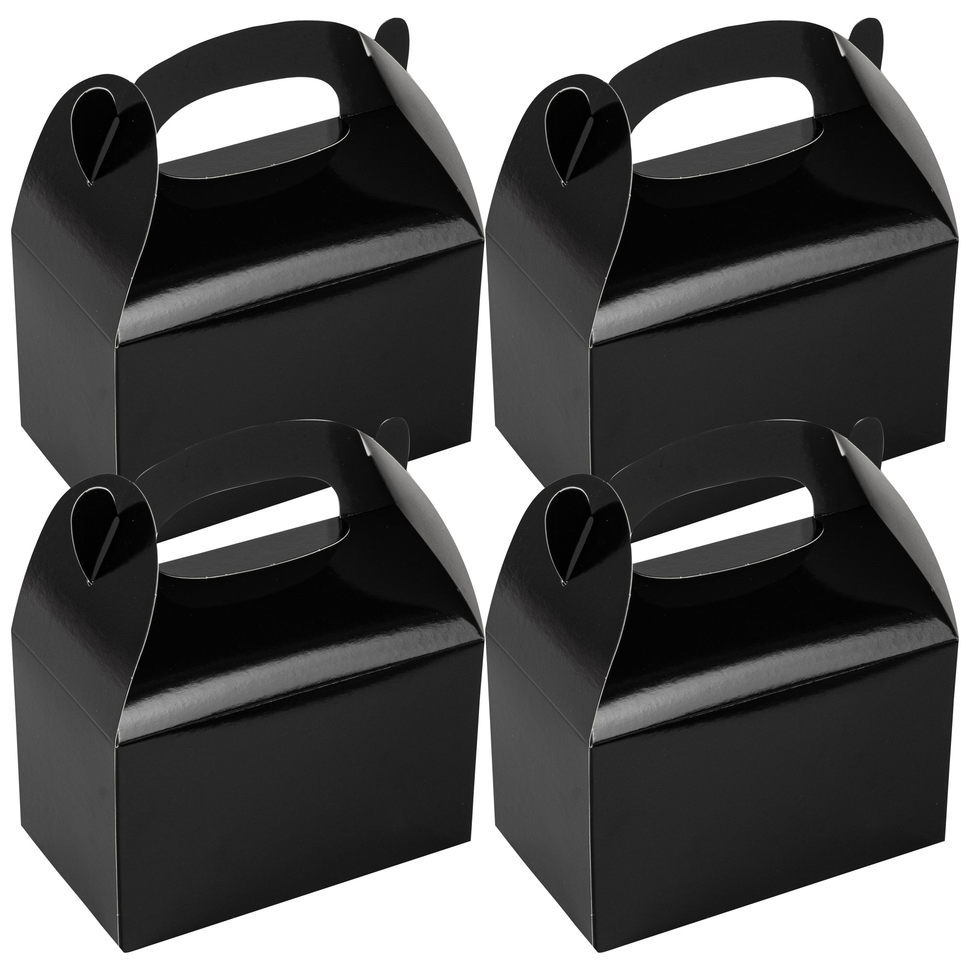 Bio Tek Black Paper Gable Box / Take Out Container - Greaseproof - 6" x 3 1/2" x 3 1/2" - 100 count box