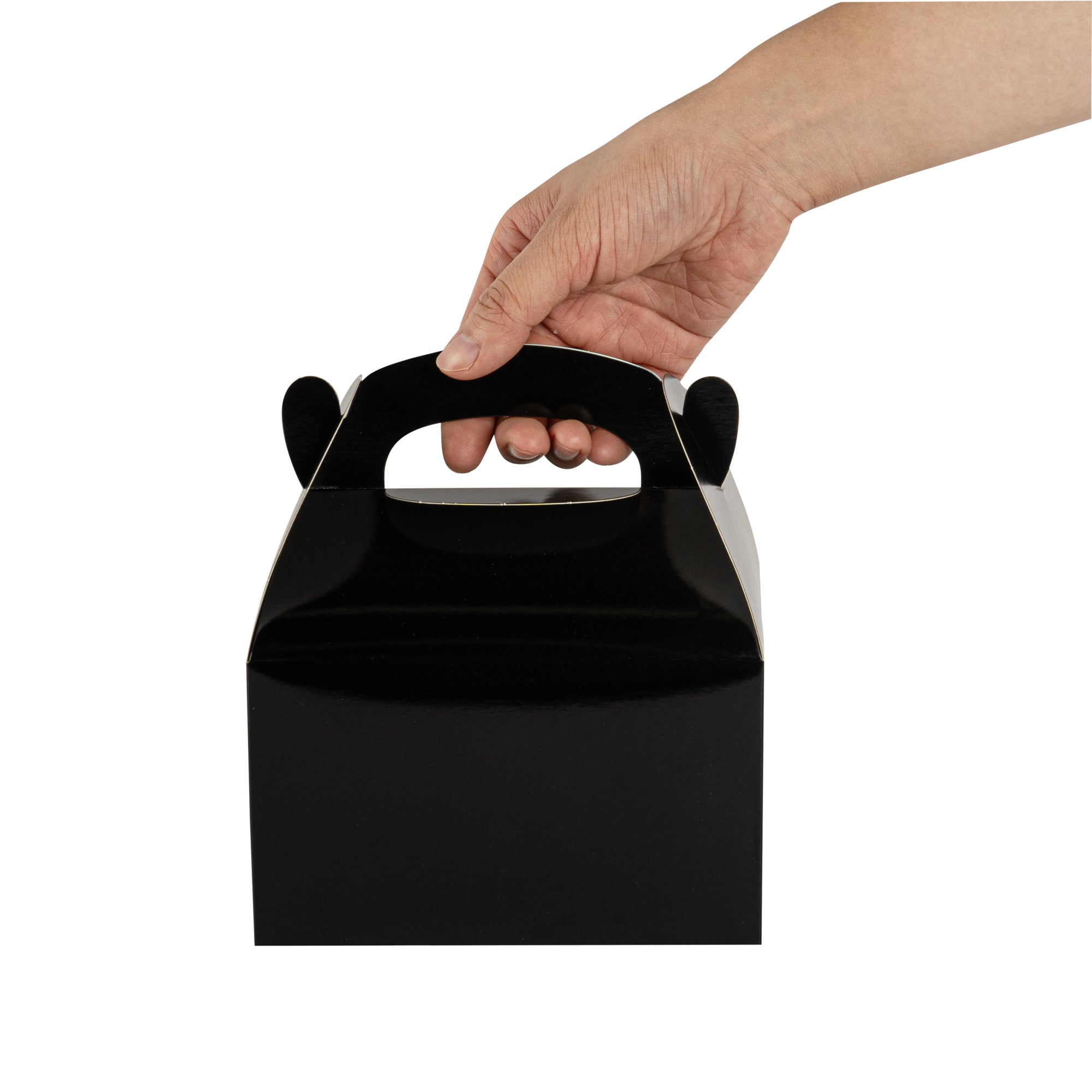 Bio Tek Black Paper Gable Box / Take Out Container - Greaseproof - 6" x 3 1/2" x 3 1/2" - 25 count box