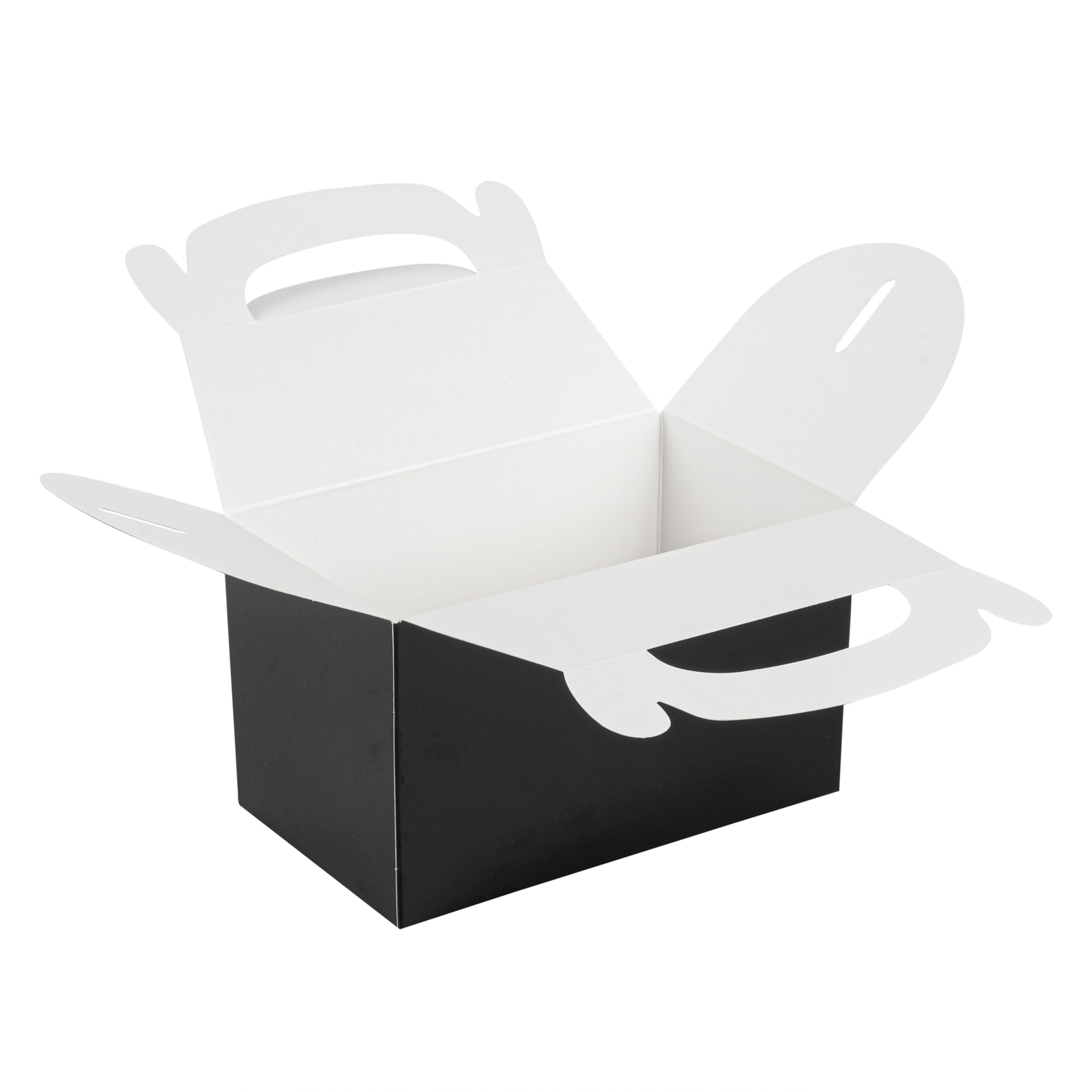 Bio Tek Black Paper Gable Box / Take Out Container - Greaseproof - 6" x 3 1/2" x 3 1/2" - 25 count box