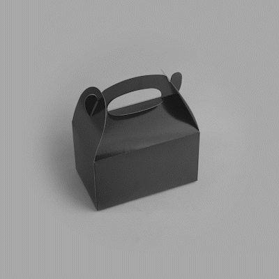 Bio Tek Black Paper Gable Box / Take Out Container - Greaseproof - 6" x 3 1/2" x 3 1/2" - 100 count box