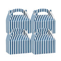 Bio Tek Blue & White Stripe Paper Gable Box / Take Out Container - Compostable - 6" x 3 1/2" x 3 1/2" - 25 count box