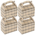 Bio Tek Plaid Paper Gable Box / Take Out Container - Compostable - 6" x 3 1/2" x 3 1/2" - 25 count box