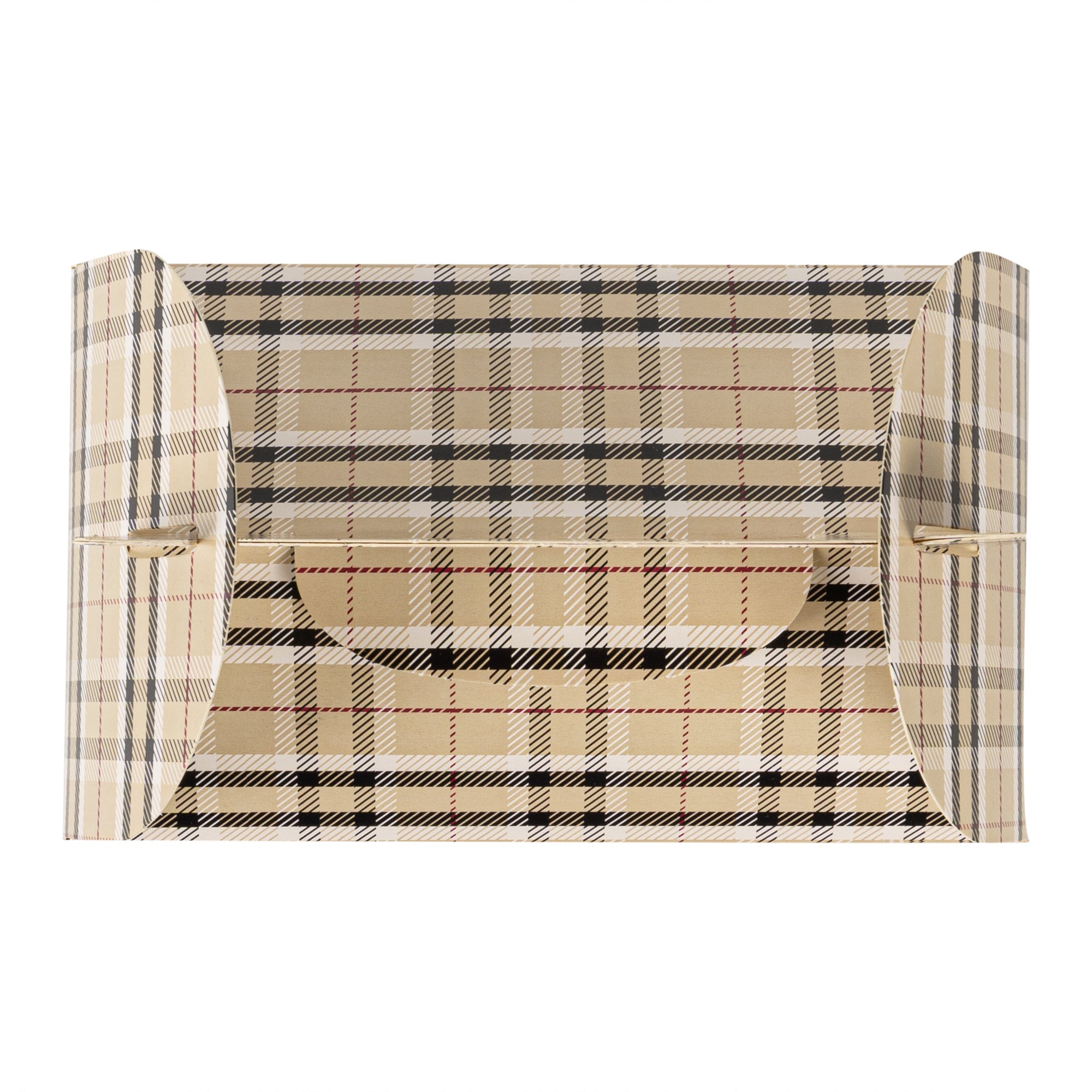 Bio Tek Plaid Paper Gable Box / Take Out Container - Compostable - 6" x 3 1/2" x 3 1/2" - 100 count box