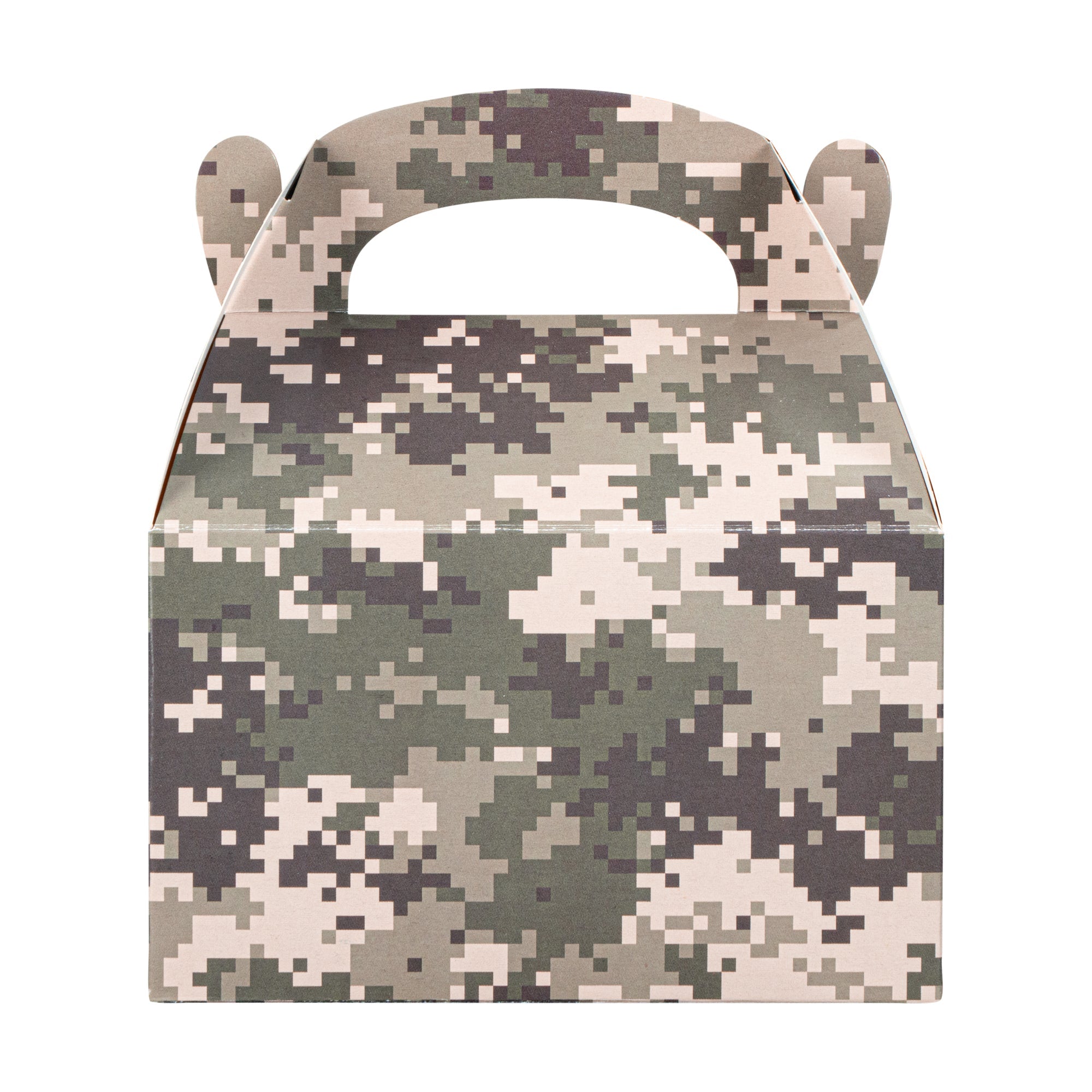 Bio Tek Camouflage Paper Gable Box / Take Out Container - Compostable - 6" x 3 1/2" x 3 1/2" - 100 count box