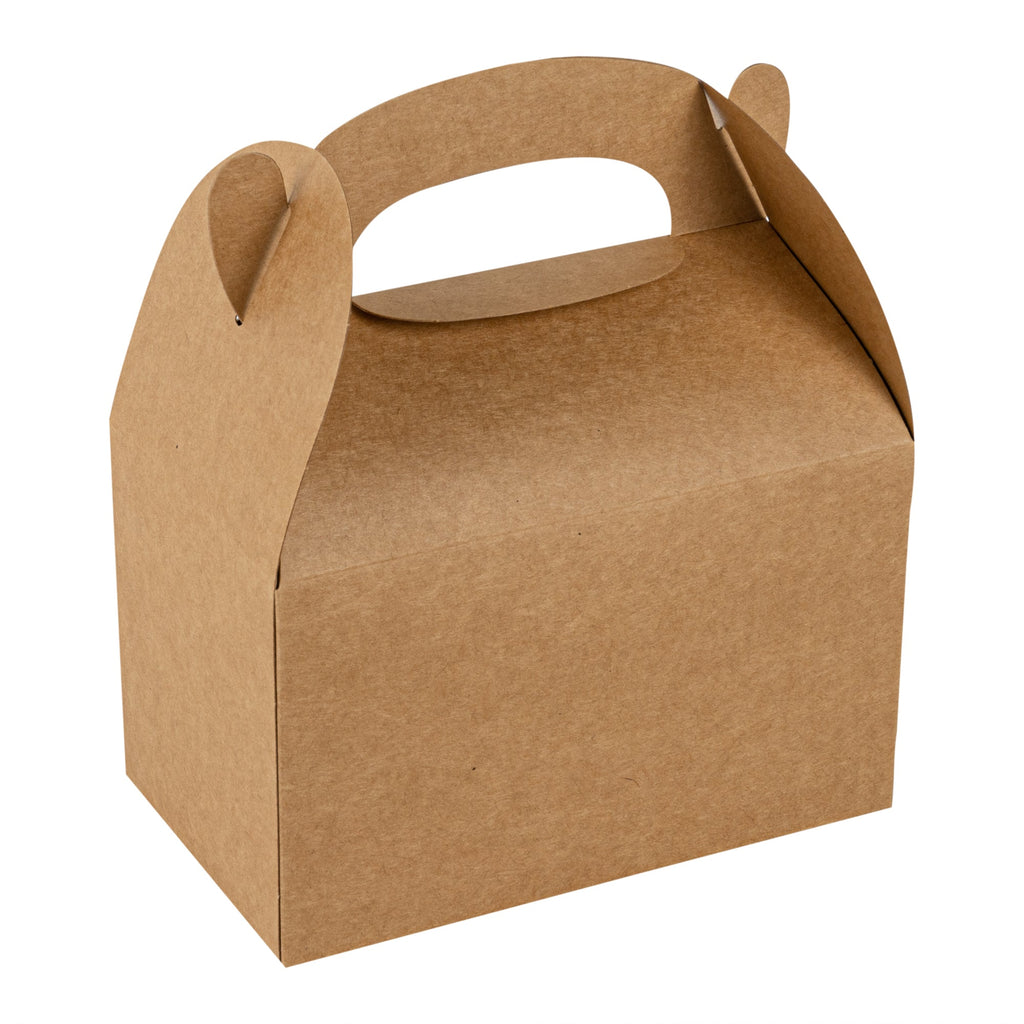 Bio Tek Kraft Paper Gable Box / Take Out Container - Greaseproof - 6" x 3 1/2" x 3 1/2" - 25 count box
