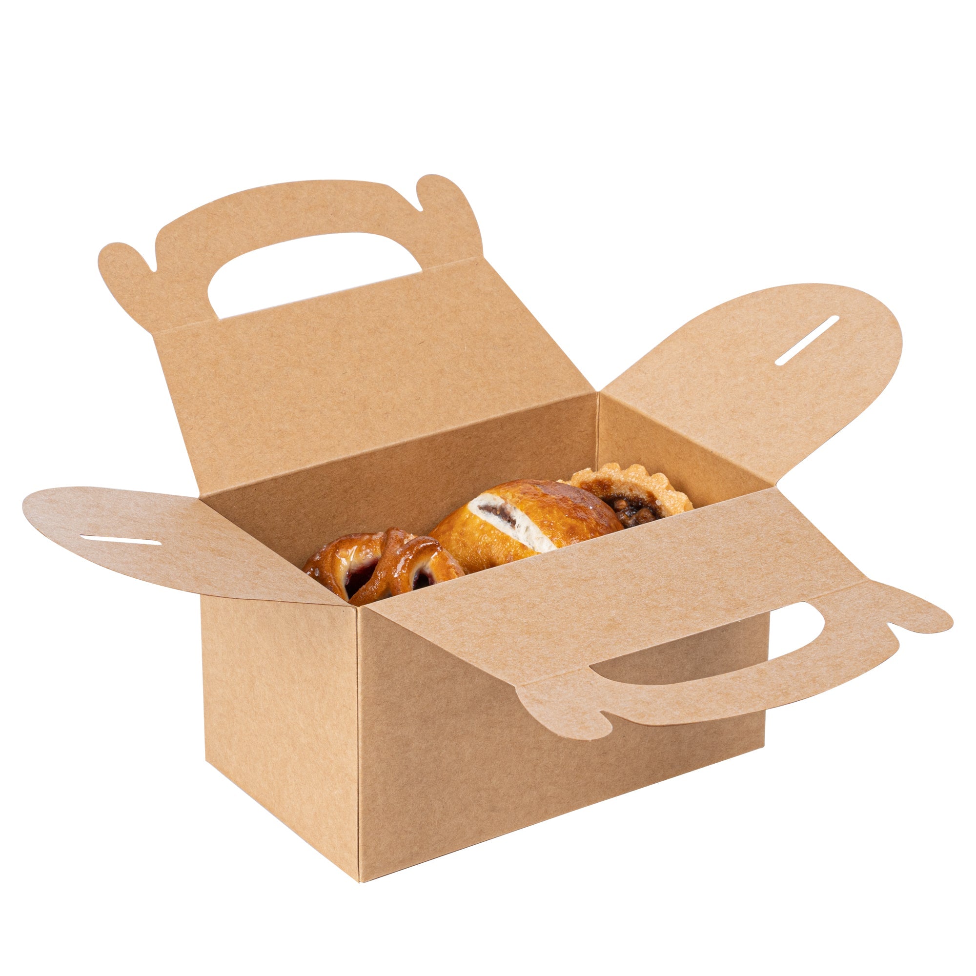 Bio Tek Kraft Paper Gable Box / Take Out Container - Greaseproof - 6" x 3 1/2" x 3 1/2" - 25 count box
