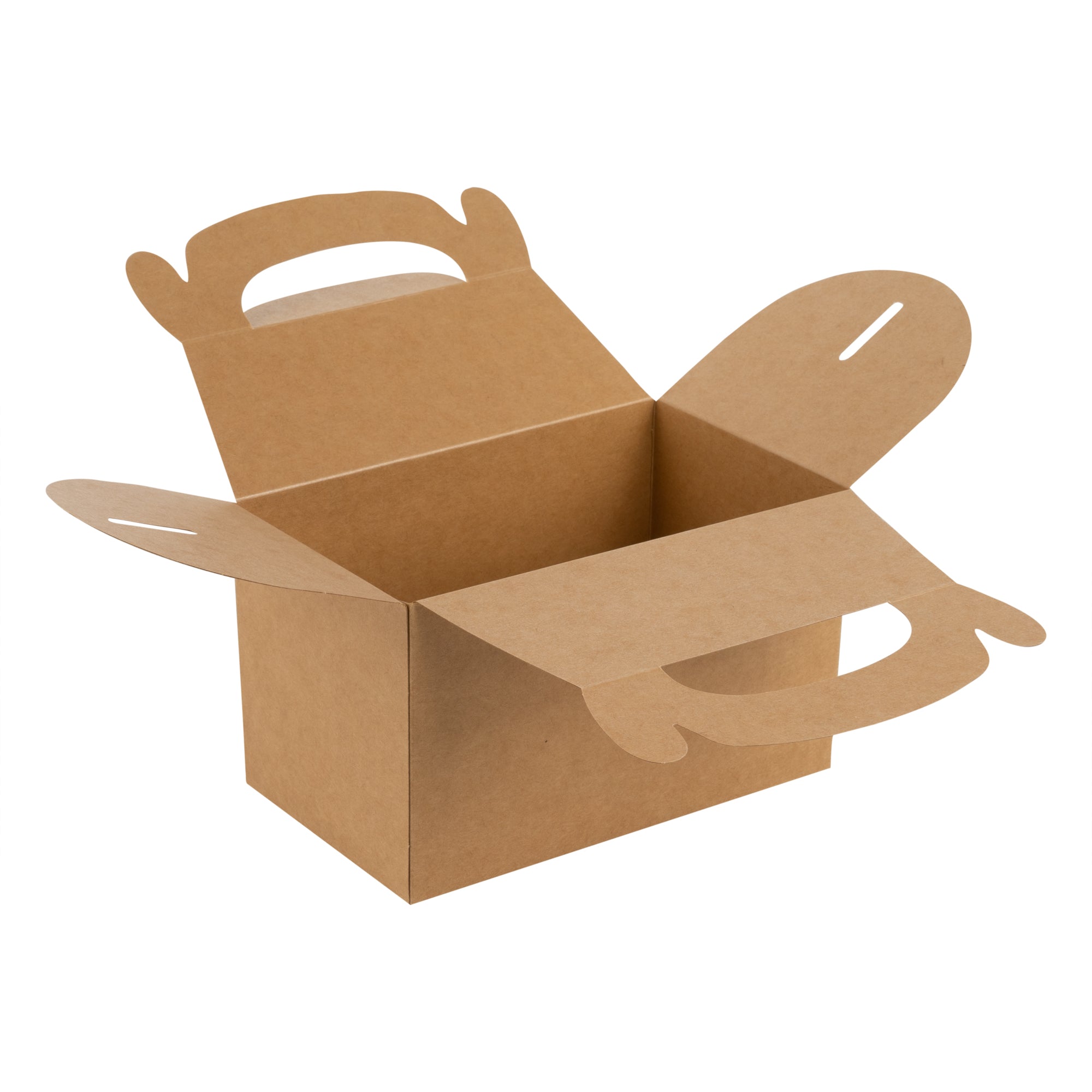 Bio Tek Kraft Paper Gable Box / Take Out Container - Greaseproof - 6" x 3 1/2" x 3 1/2" - 25 count box