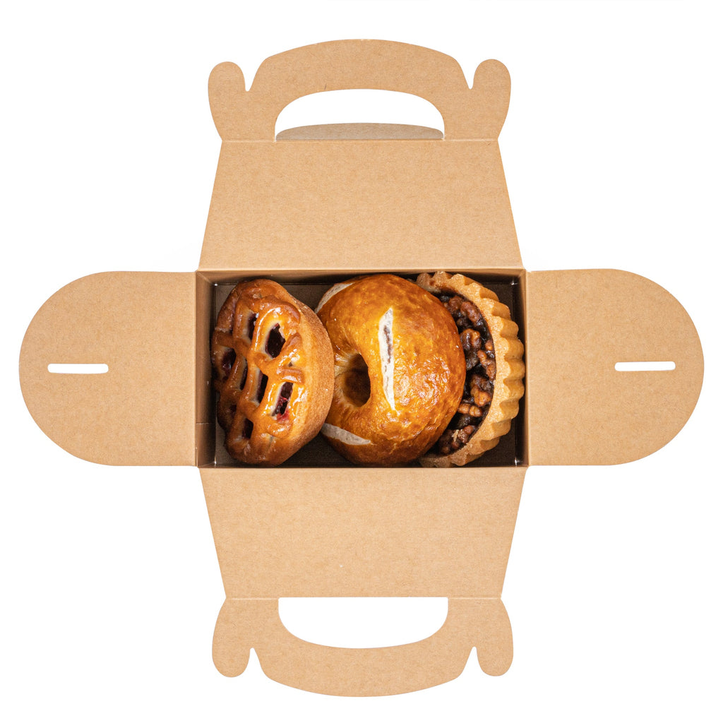 Bio Tek Kraft Paper Gable Box / Take Out Container - Greaseproof - 6" x 3 1/2" x 3 1/2" - 100 count box