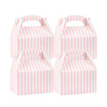 Bio Tek Pink & White Stripe Paper Gable Box / Take Out Container - Compostable - 6" x 3 1/2" x 3 1/2" - 25 count box