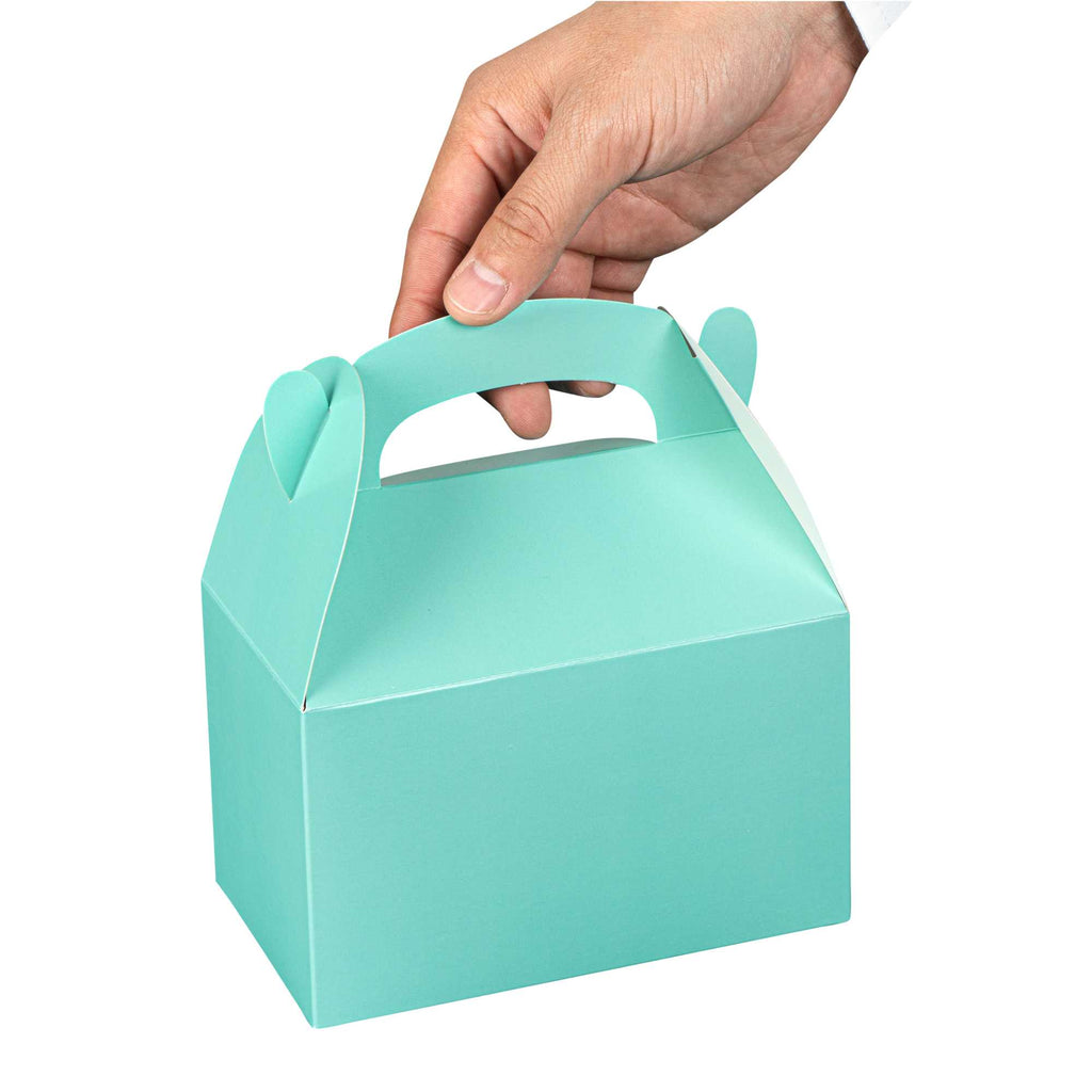 Bio Tek Turquoise Paper Gable Box / Take Out Container - Compostable - 6" x 3 1/2" x 3 1/2" - 25 count box