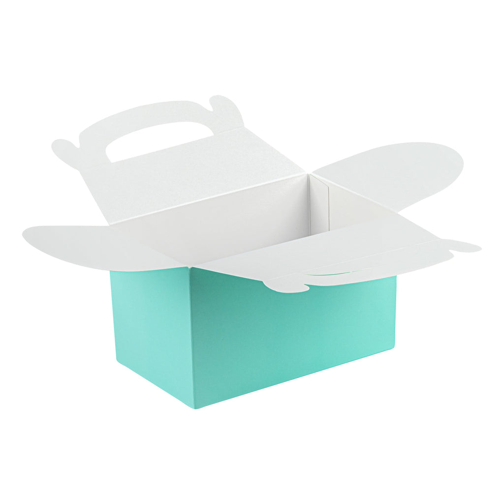 Bio Tek Turquoise Paper Gable Box / Take Out Container - Compostable - 6" x 3 1/2" x 3 1/2" - 100 count box