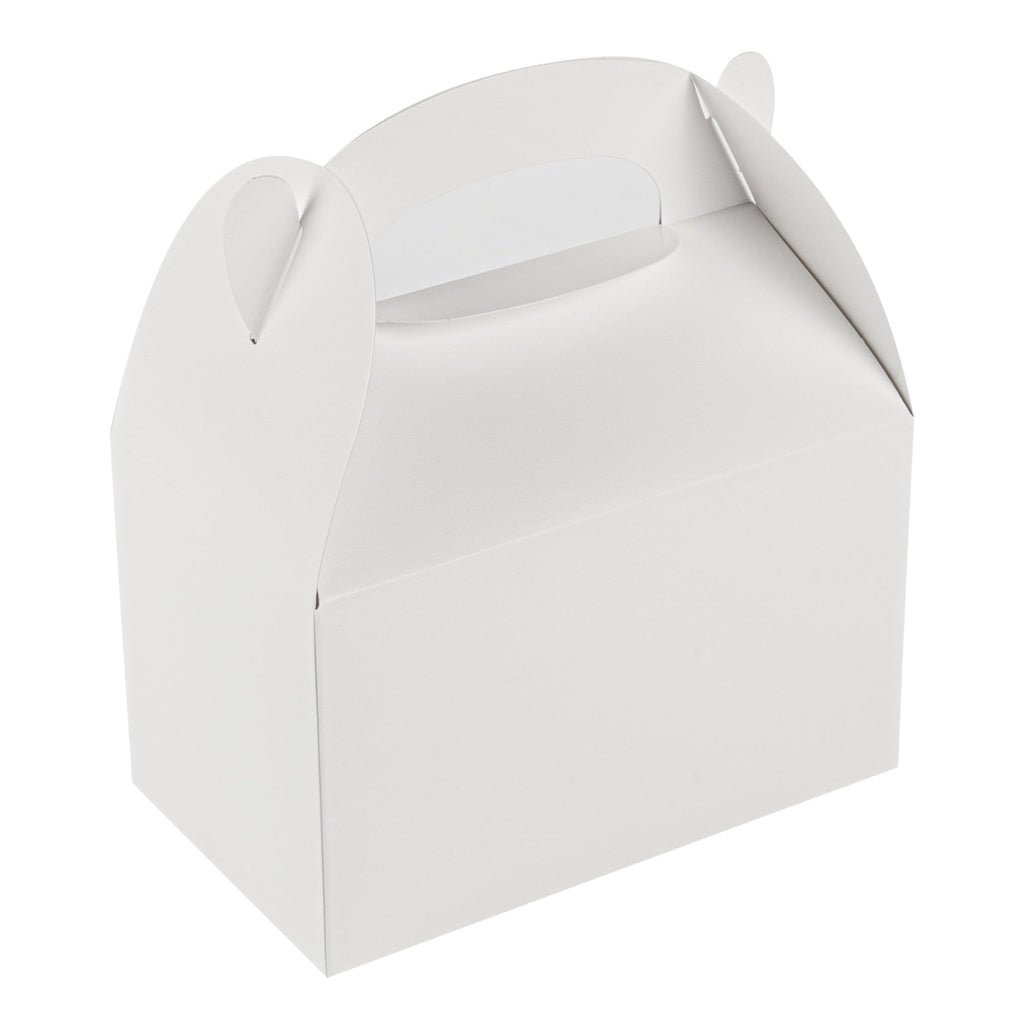 Bio Tek White Paper Gable Box / Take Out Container - Greaseproof - 6" x 3 1/2" x 3 1/2" - 25 count box