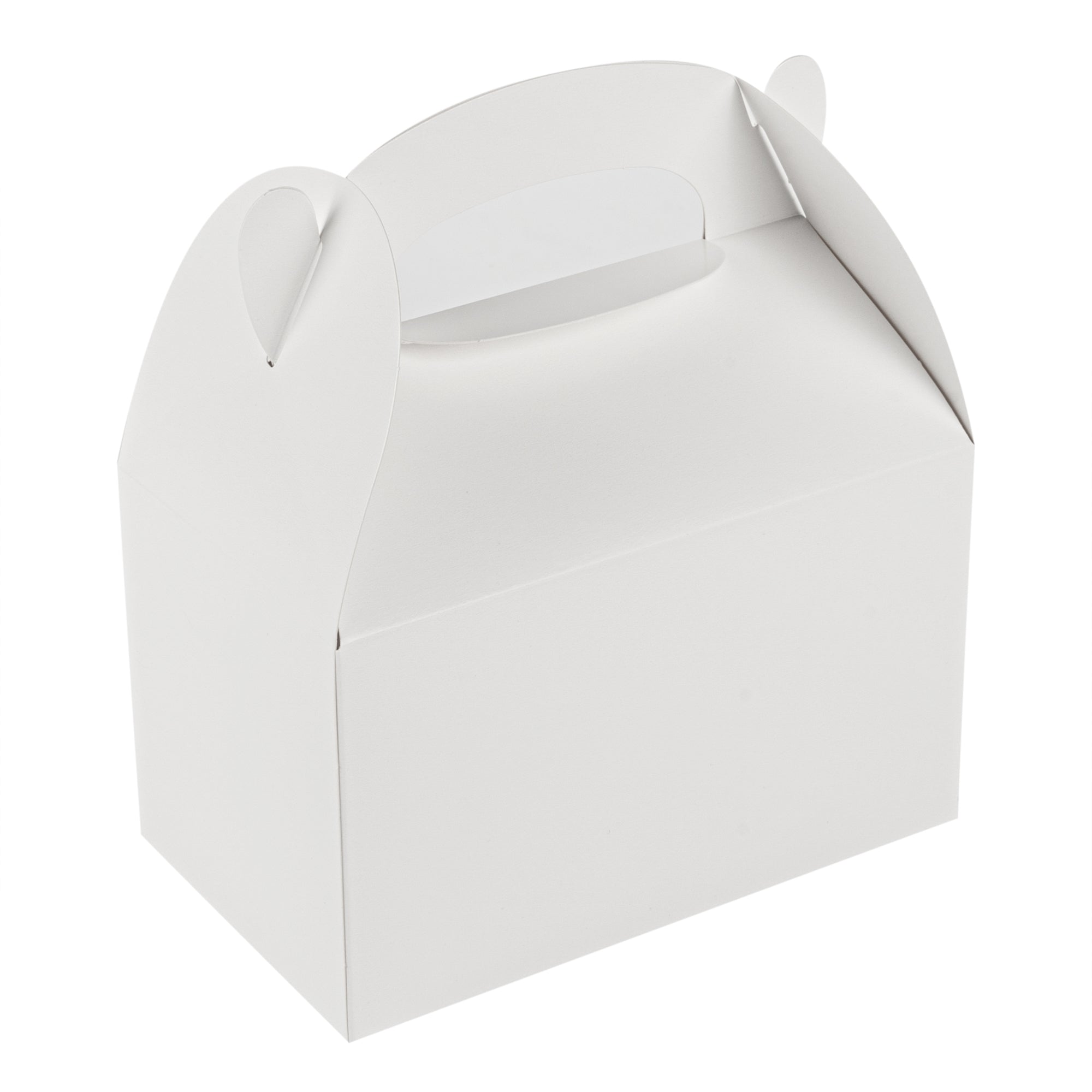 Bio Tek White Paper Gable Box / Take Out Container - Greaseproof - 6" x 3 1/2" x 3 1/2" - 25 count box