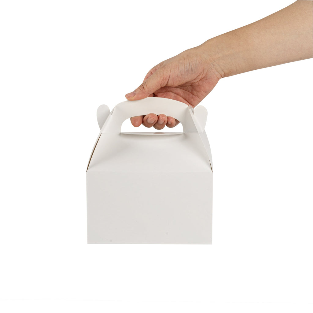 Bio Tek White Paper Gable Box / Take Out Container - Greaseproof - 6" x 3 1/2" x 3 1/2" - 25 count box
