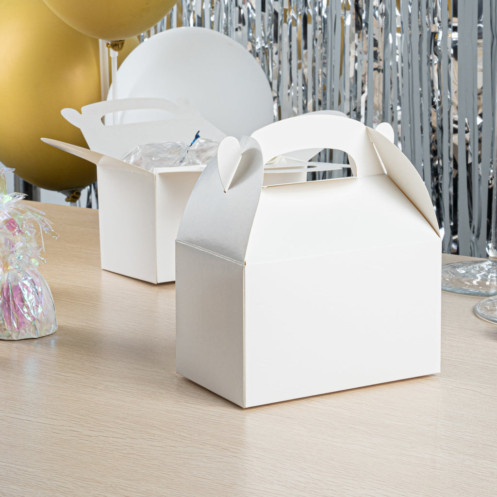 Bio Tek White Paper Gable Box / Take Out Container - Greaseproof - 6" x 3 1/2" x 3 1/2" - 25 count box