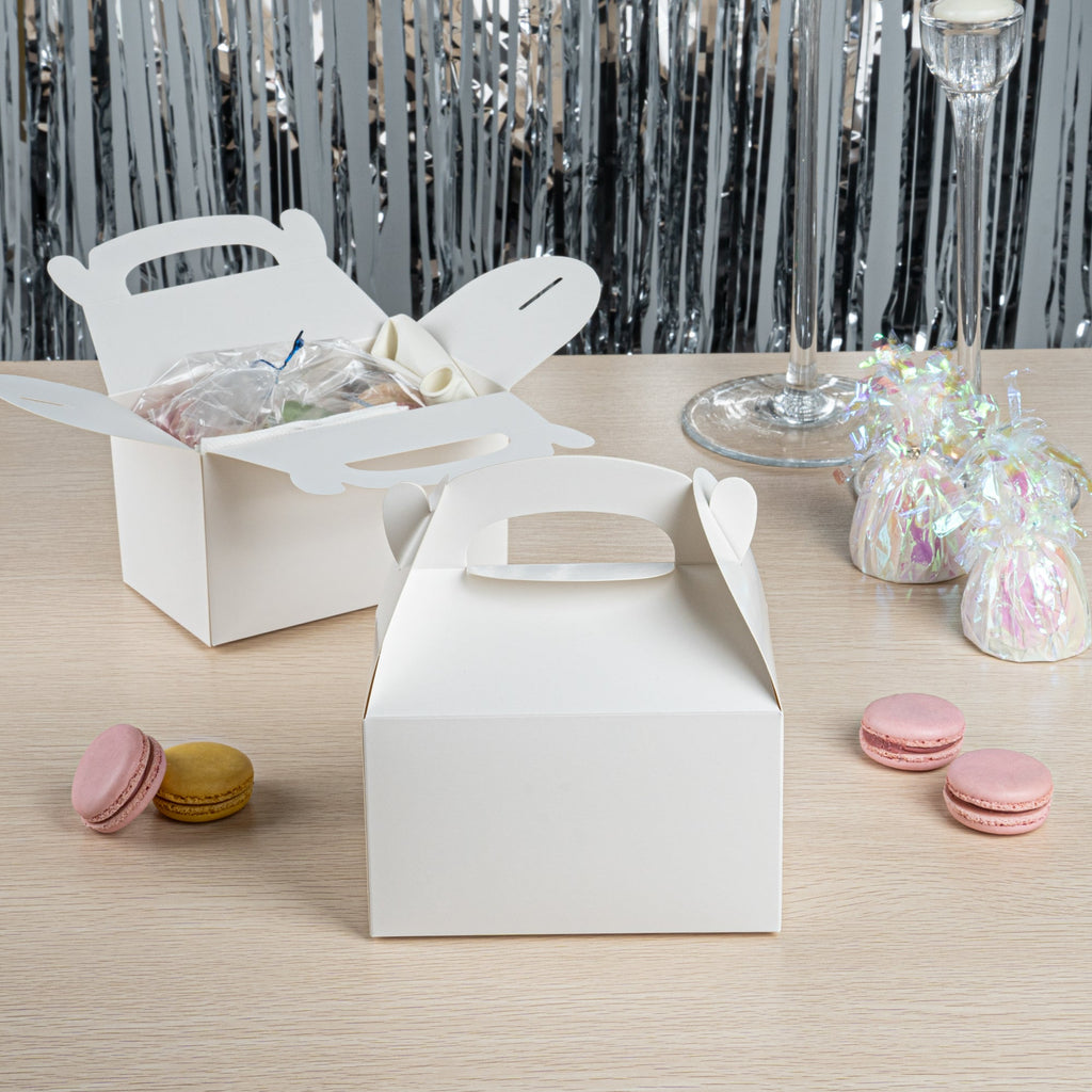 Bio Tek White Paper Gable Box / Take Out Container - Greaseproof - 6" x 3 1/2" x 3 1/2" - 100 count box