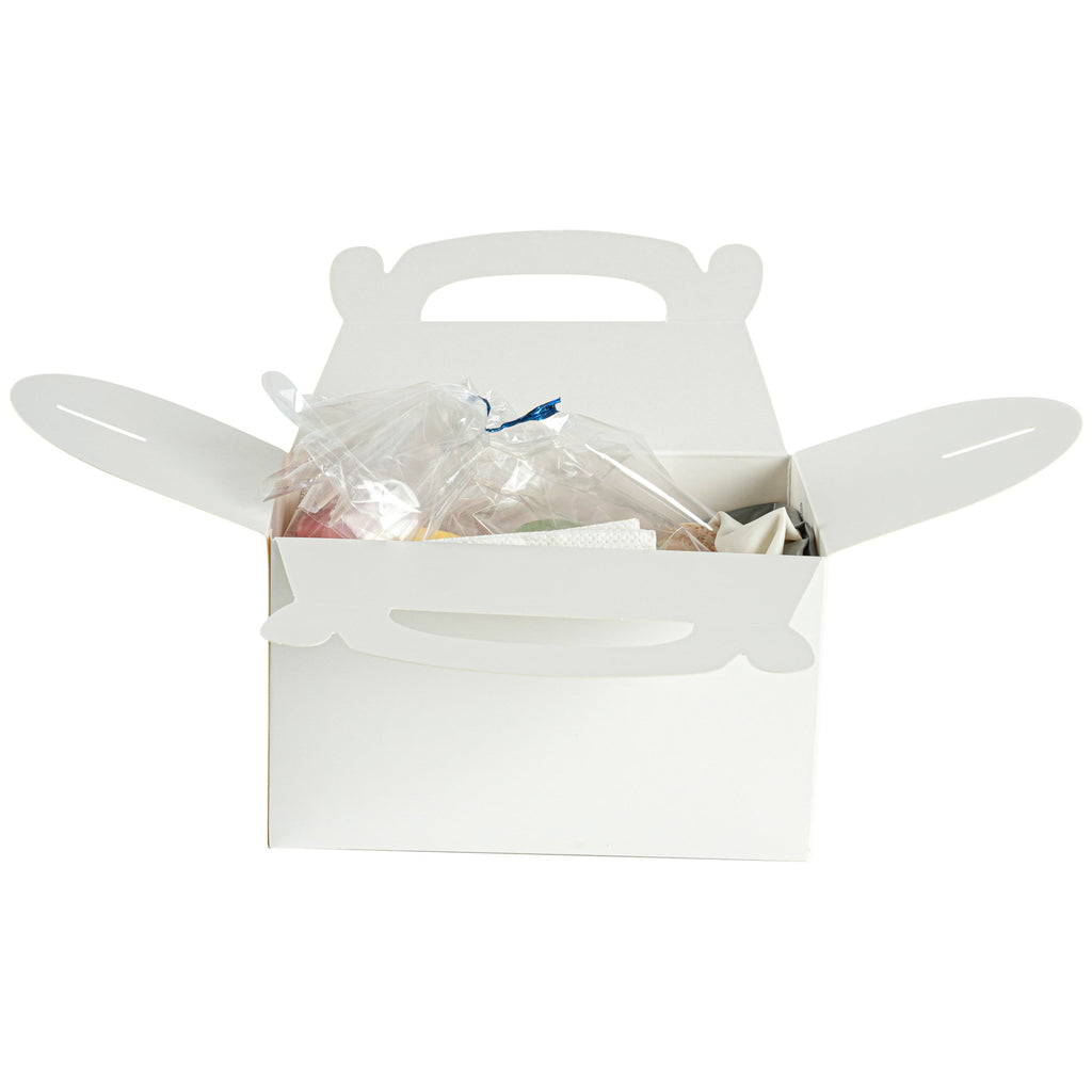 Bio Tek White Paper Gable Box / Take Out Container - Greaseproof - 6" x 3 1/2" x 3 1/2" - 100 count box