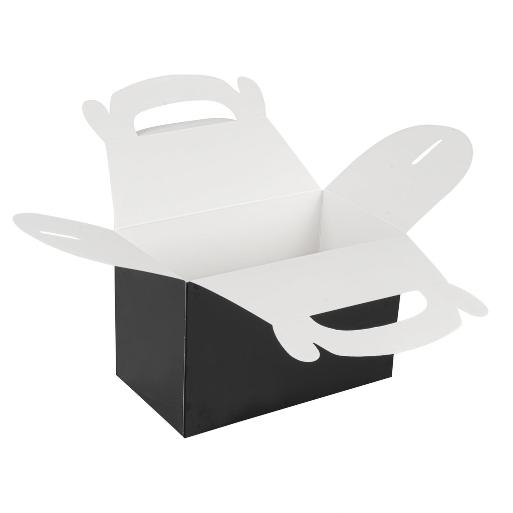 Bio Tek Black Paper Gable Box / Take Out Container - Greaseproof - 8 1/2" x 4 3/4" x 5 1/2" - 25 count box