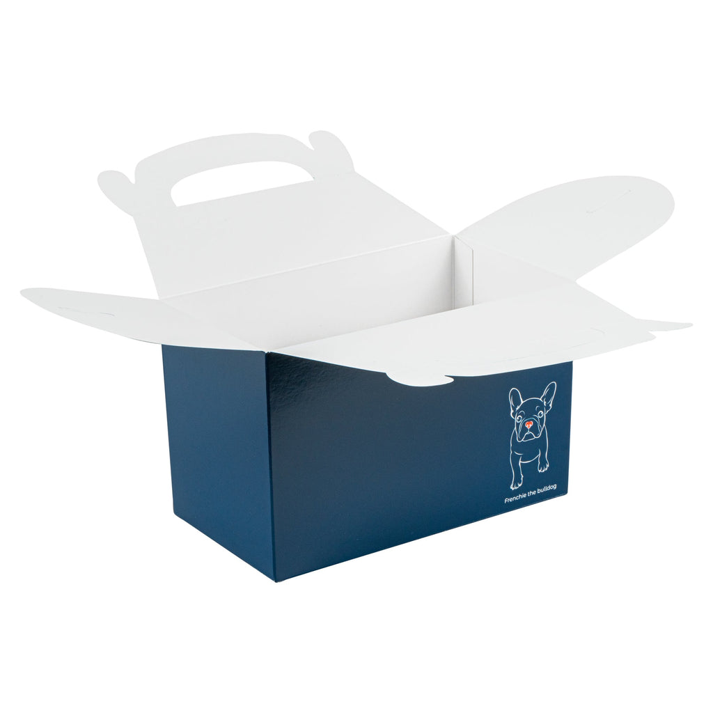 Bio Tek Frenchie Paper Gable Box / Take Out Container - Compostable - 8 1/2" x 4 3/4" x 5 1/2" - 25 count box