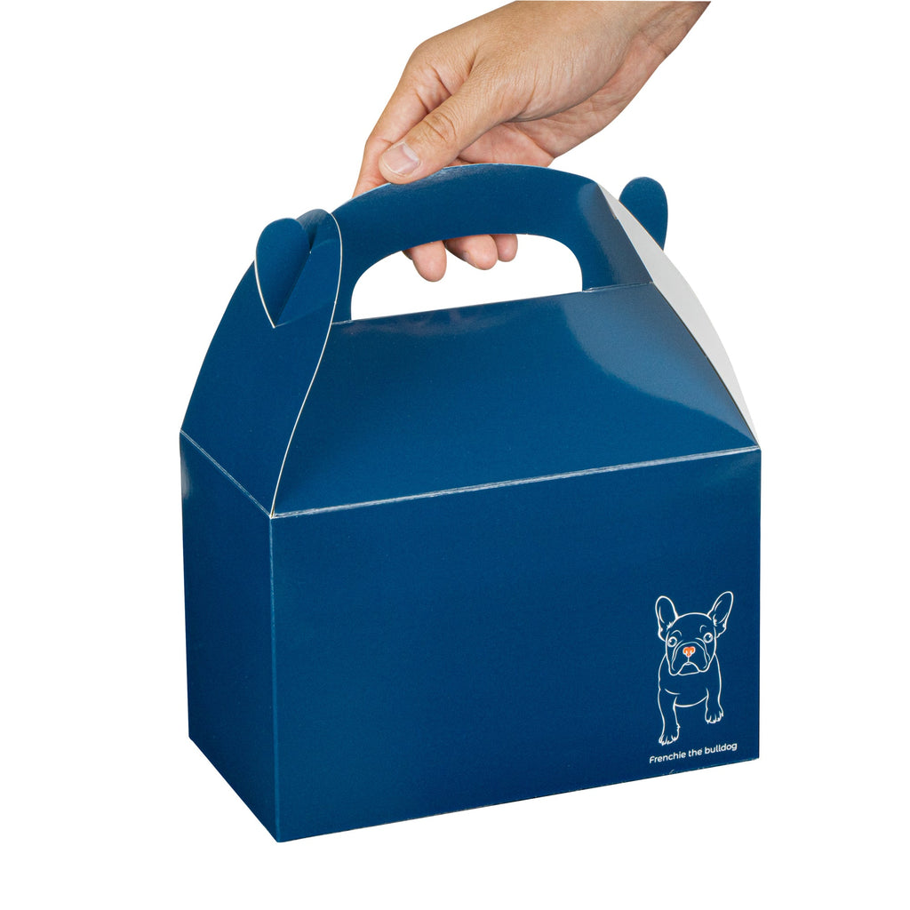Bio Tek Frenchie Paper Gable Box / Take Out Container - Compostable - 8 1/2" x 4 3/4" x 5 1/2" - 100 count box