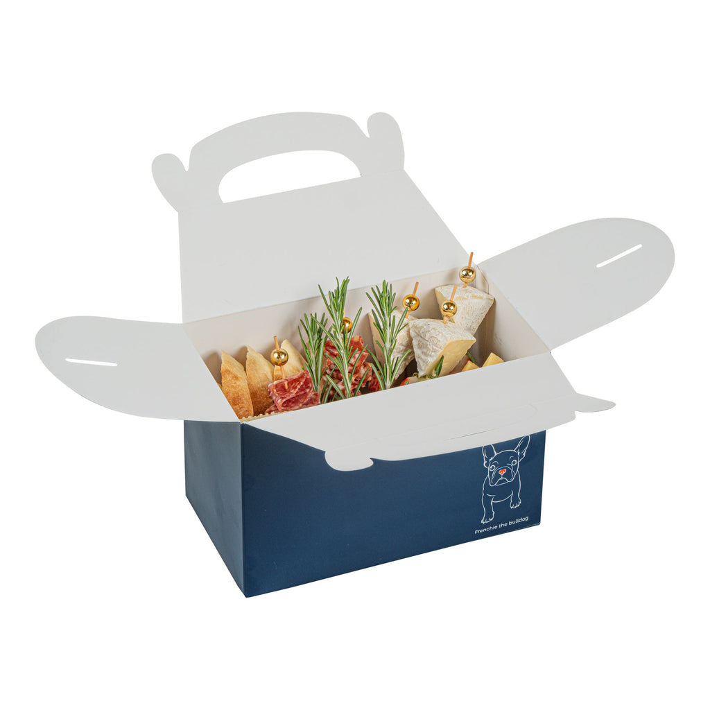 Bio Tek Frenchie Paper Gable Box / Take Out Container - Compostable - 8 1/2" x 4 3/4" x 5 1/2" - 100 count box