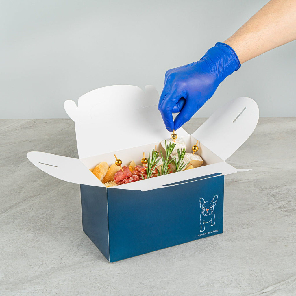 Bio Tek Frenchie Paper Gable Box / Take Out Container - Compostable - 8 1/2" x 4 3/4" x 5 1/2" - 100 count box