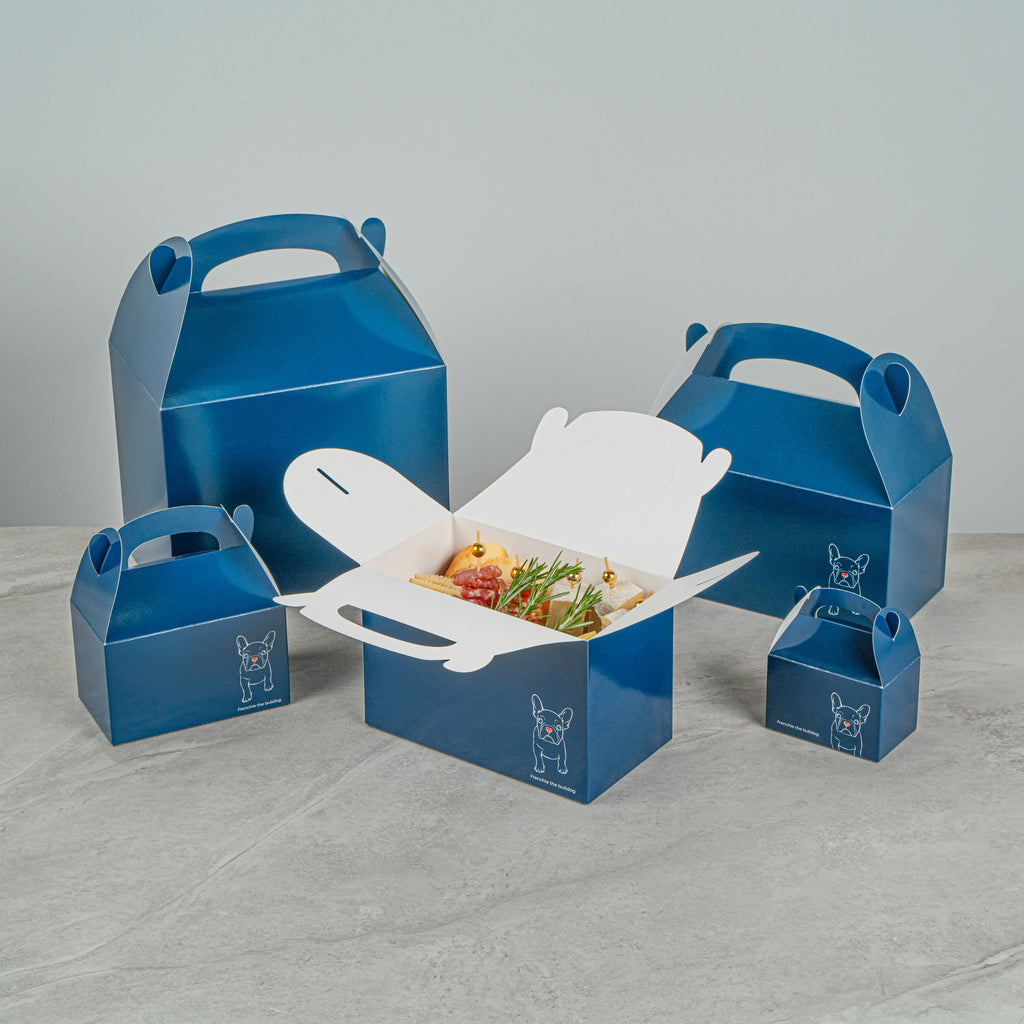 Bio Tek Frenchie Paper Gable Box / Take Out Container - Compostable - 8 1/2" x 4 3/4" x 5 1/2" - 100 count box