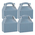 Bio Tek Blue & White Stripe Paper Gable Box / Take Out Container - Compostable - 8 1/2" x 4 3/4" x 5 1/2" - 25 count box