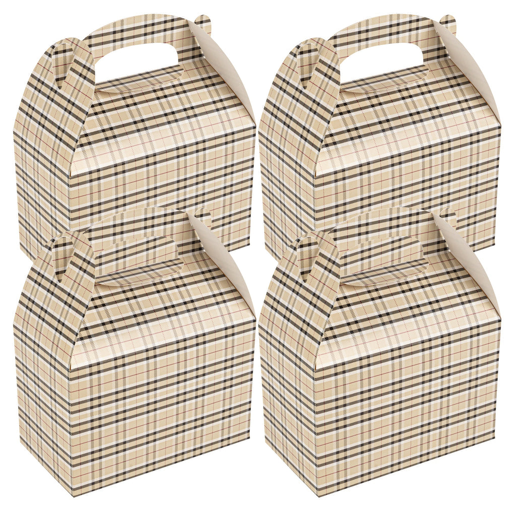 Bio Tek Plaid Paper Gable Box / Take Out Container - Compostable - 8 1/2" x 4 3/4" x 5 1/2" - 100 count box