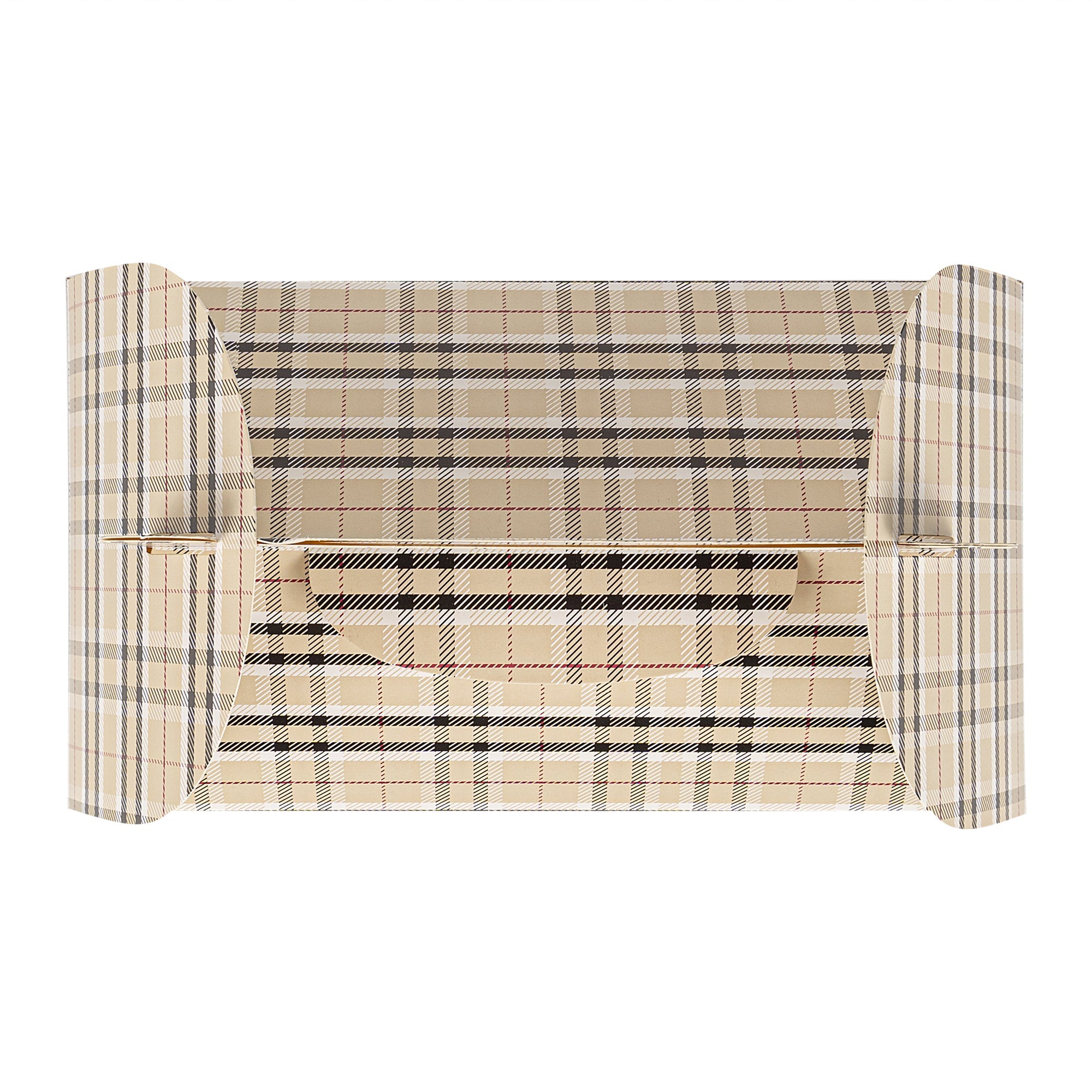 Bio Tek Plaid Paper Gable Box / Take Out Container - Compostable - 8 1/2" x 4 3/4" x 5 1/2" - 25 count box
